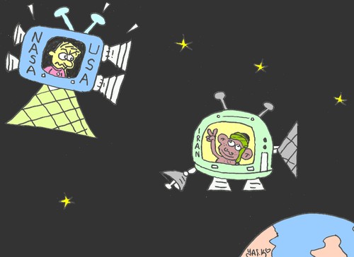 Cartoon: Iran and space (medium) by yasar kemal turan tagged iran,and,space