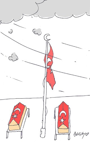 Cartoon: Mourning flags (medium) by yasar kemal turan tagged mourning,flags