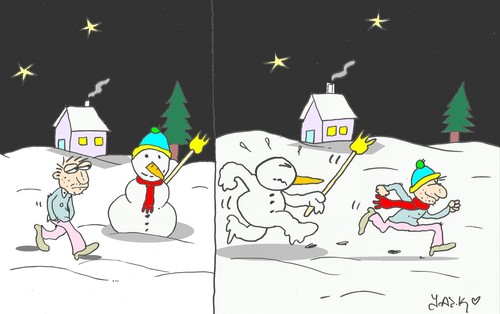 Cartoon: need (medium) by yasar kemal turan tagged need,snowman,poor,winter,cold