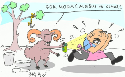 Cartoon: pepper spray (medium) by yasar kemal turan tagged pepper,spray