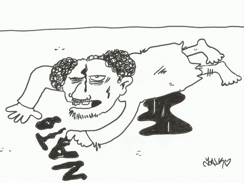 Cartoon: perpetrator (medium) by yasar kemal turan tagged perpetrator,nato,kaddafi,death