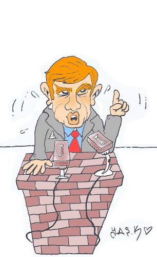 Cartoon: The wall delirium (medium) by yasar kemal turan tagged the,wall,delirium