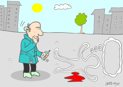 Cartoon: thought (medium) by yasar kemal turan tagged thought,crime,scene,death