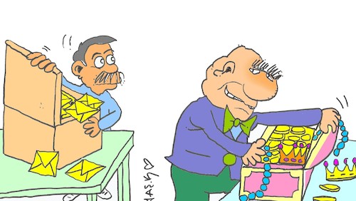 Cartoon: two crate two yellow (medium) by yasar kemal turan tagged two,crate,yellow