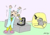 Cartoon: threat (small) by yasar kemal turan tagged threat,germ,microscope,weapons