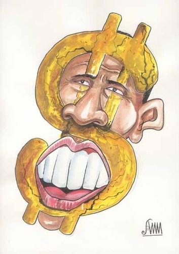 Cartoon: Barrak Obama (medium) by aungminmin tagged cartoons,caricatures