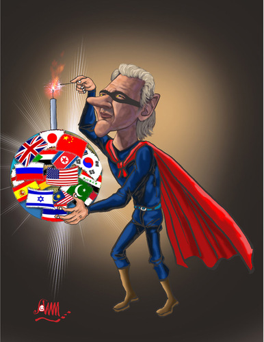 Cartoon: WikiLeaks (medium) by aungminmin tagged international,politics,wikileaks