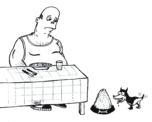 Cartoon: On a diet (medium) by Jani The Rock tagged diet,fat,man,dog,food