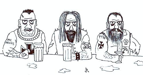 Cartoon: Tough guys (medium) by Jani The Rock tagged bikers,beer,bar
