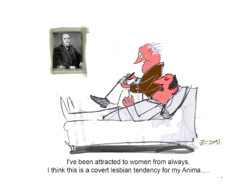Cartoon: at  Psychoanalyst (medium) by Zvonko tagged psychoanalyst,psychoanalysis,jungian,analysis,subconscious,sexuality