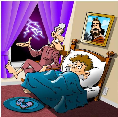 Cartoon: Bedtime (medium) by Zeb tagged bed,child,old,man