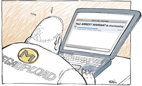 Cartoon: MEGAUPLOAD (medium) by BONIL tagged internet,sopa,megaupload,kim,dotcom