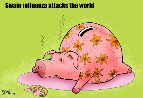 Cartoon: Swain influenza 1 (medium) by BONIL tagged swain,fever,influenza,crisis,bonil