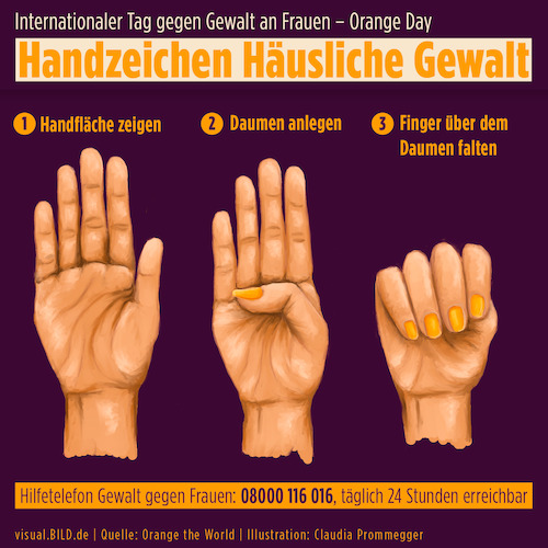 Cartoon: Handzeichen Häusliche Gewalt (medium) by alesza tagged hand,handzeichen,häusliche,gewalt,frauen,femizid,hilfe