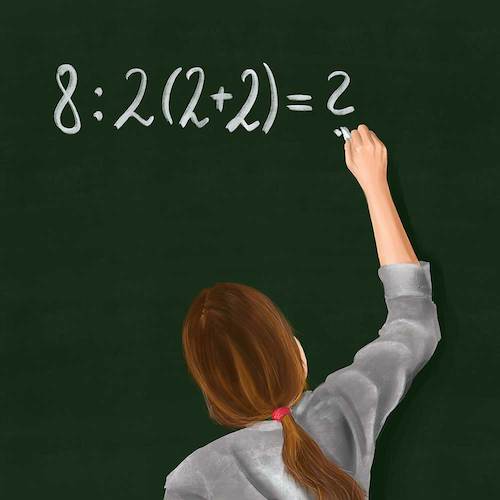 Cartoon: Maths - Who knows the answer? (medium) by alesza tagged maths,mathematics,digital,painting,illustration,school,students,pupil,learning,blackboard