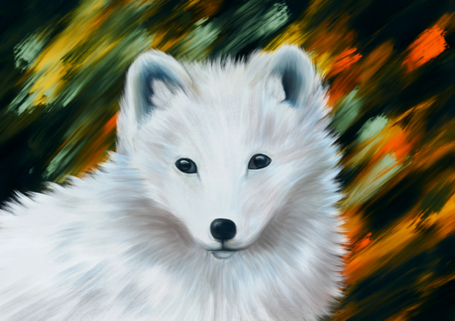 Cartoon: Polarfuchs (medium) by alesza tagged unikatdesign,illustration,painting,art,digital,animal,white,polarfox,polarfuchs,fuchs,fox,polar