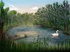 Cartoon: Swan (small) by alesza tagged digital,painting,illustration,swan,river,water,lake,pond,nature,landscape,outdoors,beauty