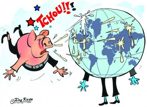 Cartoon: swine flu (medium) by King Kinya tagged sw