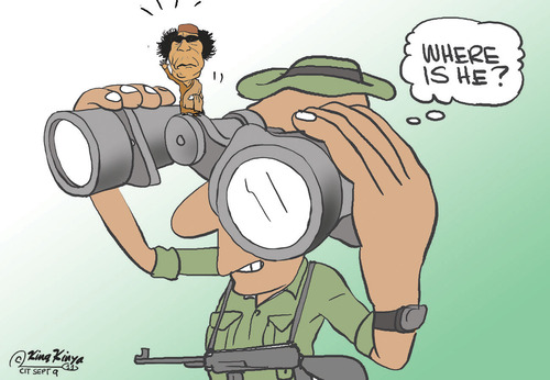 Cartoon: where is gaddafi? (medium) by King Kinya tagged gd