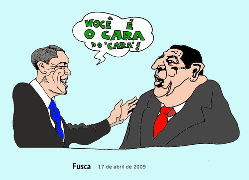 Cartoon: Obama with Chavez in Trinidad T. (medium) by Fusca tagged joke,lula,chavez,obama