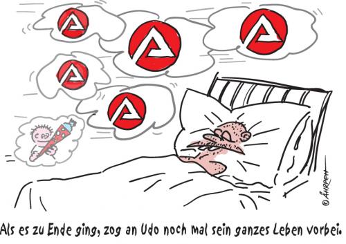 Cartoon: Ein Arbeitsleben (medium) by rpeter tagged arbeitsamt,arbeitslos,bett,tod