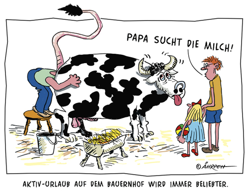 Cartoon: Papa kann alles! (medium) by rpeter tagged bauernhof,kuh,bulle,milch,melken
