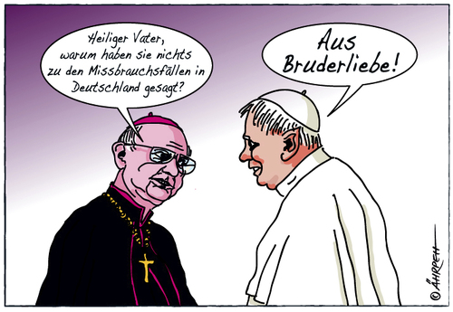 Cartoon: Wahre Bruderliebe (medium) by rpeter tagged katholisch,missbrauch,kirche,papst,vertuschen,bruder,priester