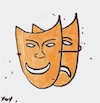 Cartoon: Mask (small) by Monica Zanet tagged theater,mask,people,human