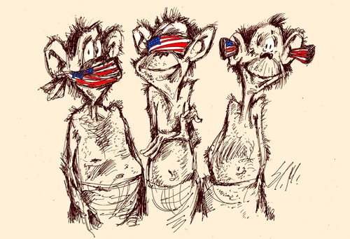 Cartoon: Ohne (medium) by medwed1 tagged politik,usa,affen,zensur