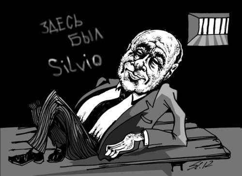 Cartoon: Silvio Berlusconi (medium) by medwed1 tagged silvio,berlusconi,italia,knast