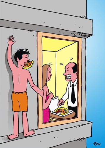 Cartoon: do not eat my pizza (medium) by Joen Yunus tagged misunderstandings,marriage,pizzapitch,cartoon