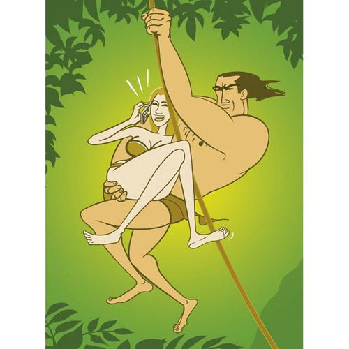 Cartoon: Tarzan and Jane (medium) by drawgood tagged tarzan,jane,jungle,phones