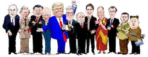 Cartoon: 2025 global politicians frieze (medium) by Colin A Daniel tagged 2025,global,politicians,frieze