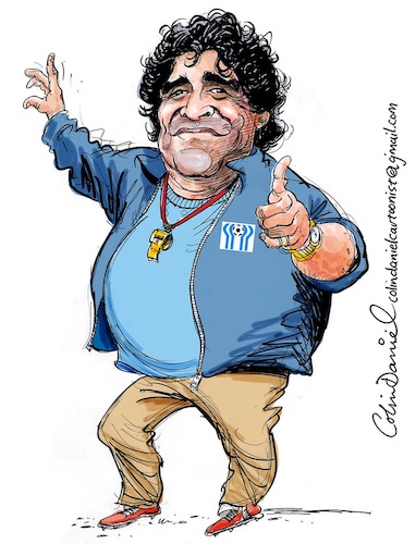 Cartoon: Diego Maradona caricature (medium) by Colin A Daniel tagged diego,maradona,caricature