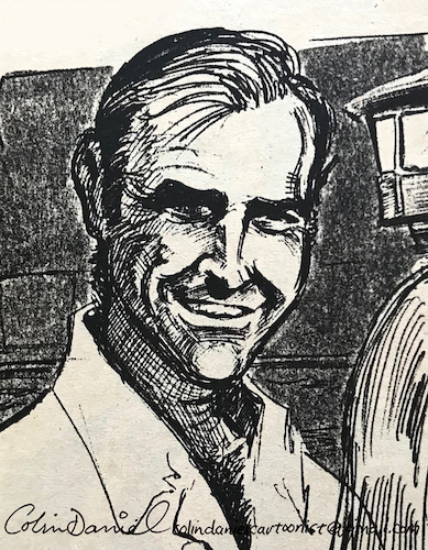 Cartoon: Sean Connery 1971 caricature (medium) by Colin A Daniel tagged sean,connery,1971,caricature,cartoon,drawing,etching