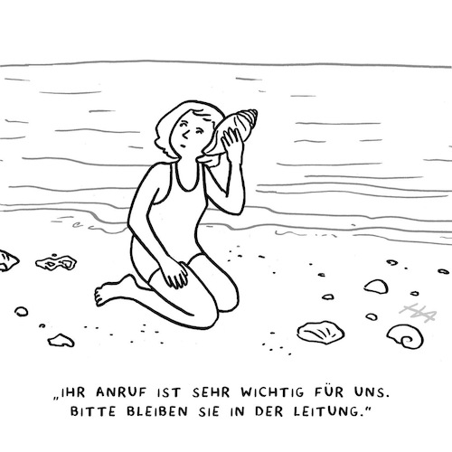 Cartoon: Gleich für Sie da (medium) by HilaryAllison tagged seashell,muscheln,telefon,anruf,durchwahlnummer,kundenberatung,telephone,customer,service,call,center
