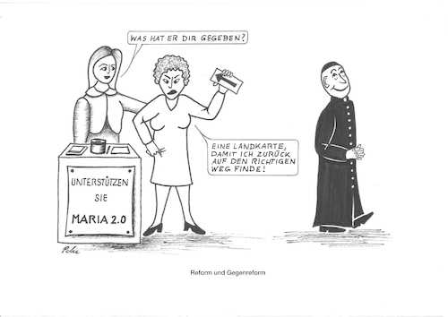 Cartoon: Reform und Gegenreform (medium) by Pelu tagged frau,kirche