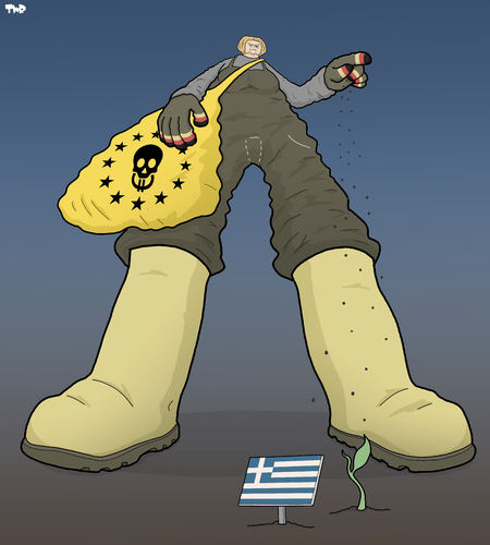Cartoon: Greek Spring (medium) by Tjeerd Royaards tagged greece,syriza,merkel,germany,europe,debt,austerity,greece,syriza,merkel,germany,europe,debt,austerity