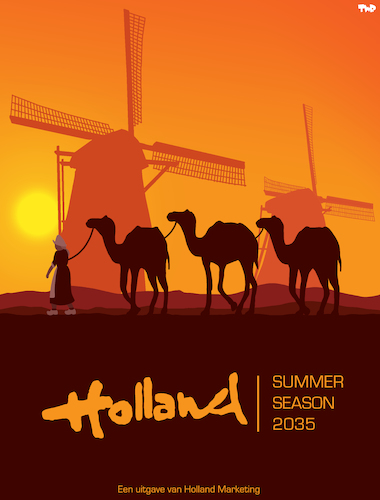 Cartoon: Heatwave in Holland (medium) by Tjeerd Royaards tagged weather,hot,climate,netherlands,weather,hot,climate,netherlands