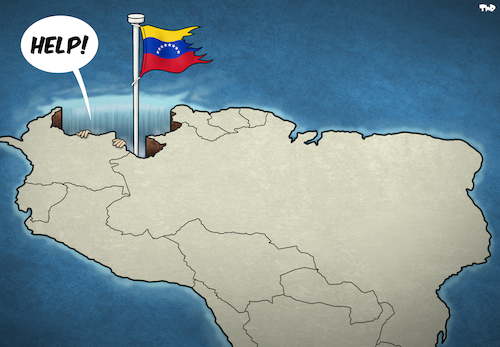 Cartoon: Meanwhile in Venezuela (medium) by Tjeerd Royaards tagged venezuela,south,america,economy,inflation,refugees,venezuela,south,america,economy,inflation,refugees