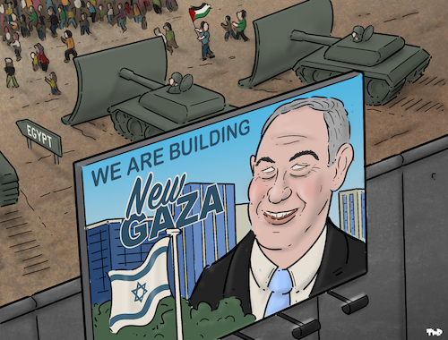 Cartoon: New Gaza (medium) by Tjeerd Royaards tagged israel,gaza,palestine,netanyahu,israel,gaza,palestine,netanyahu