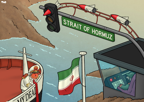 Cartoon: Strait of Hormuz (medium) by Tjeerd Royaards tagged strait,of,hormuz,iran,usa,trumo,no,deal,oil,strait,of,hormuz,iran,usa,trumo,no,deal,oil
