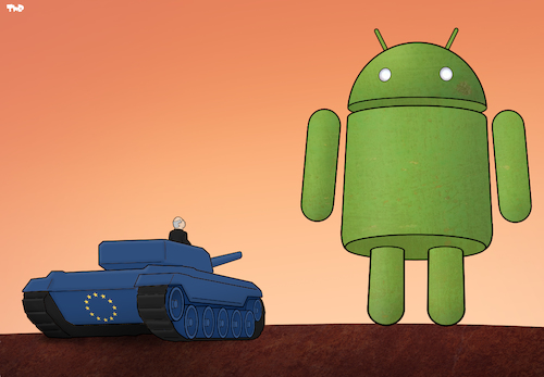 Cartoon: The Android Giant (medium) by Tjeerd Royaards tagged europe,google,money,fine,android,europe,google,money,fine,android