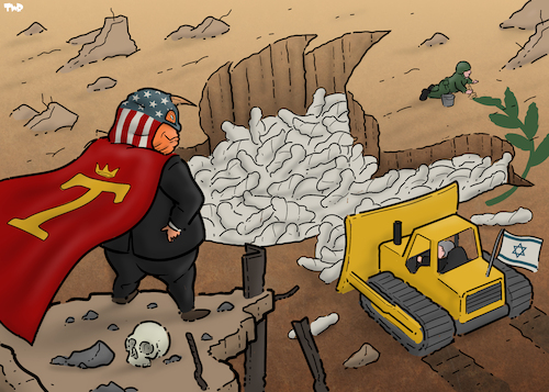 Cartoon: The peacemaker (medium) by Tjeerd Royaards tagged peace,israel,netanyahu,gaza,peace,israel,netanyahu,gaza