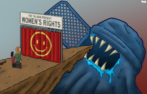 Cartoon: The Taliban and womens rights (medium) by Tjeerd Royaards tagged afghanistan,taliban,women,rights,equality,oppression,afghanistan,taliban,women,rights,equality,oppression