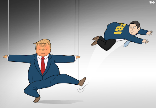 Cartoon: Trump Fires FBI Director (medium) by Tjeerd Royaards tagged trump,james,comey,russia,fbi