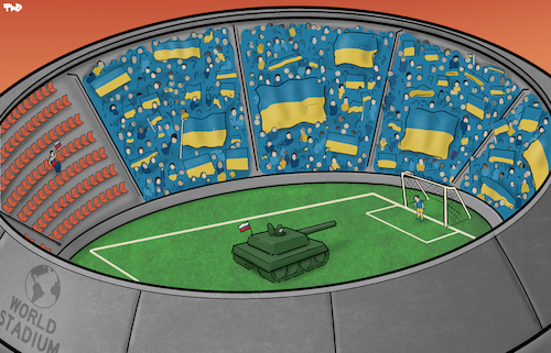 Cartoon: World stadium (medium) by Tjeerd Royaards tagged russia,ukraine,invasion,putin,spectators,audience,world,russia,ukraine,invasion,putin,spectators,audience,world