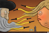 Cartoon: Battleground Iraq (small) by Tjeerd Royaards tagged iraq,iran,usa,trump,khamenei,war,missiles,victims