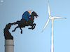 Cartoon: Don Quixote (small) by Tjeerd Royaards tagged trump,climate,usa,wind,turbine,don,quichotte,mill,global,warming