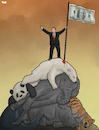 Cartoon: Man on Top (small) by Tjeerd Royaards tagged nature,environment,extinction,eatch,man,human,profit,money,animals